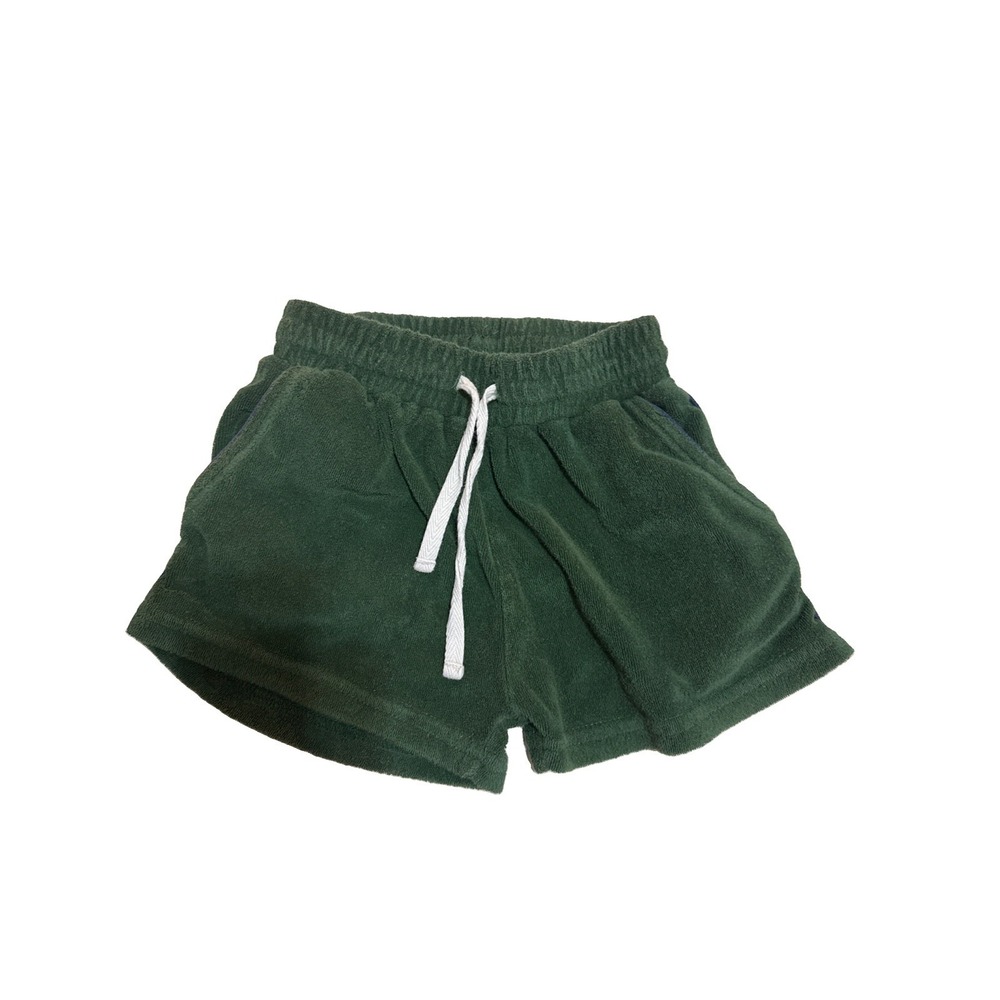 Minnow Boys Green Blue Piping French Terry Shorts Pockets Size 3/4T